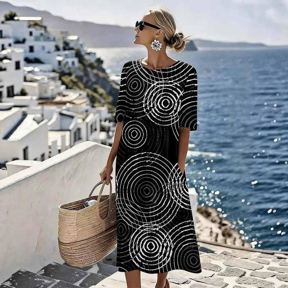 ZARA Casual Half Sleeve Abstract Geo Print Vacation Dress